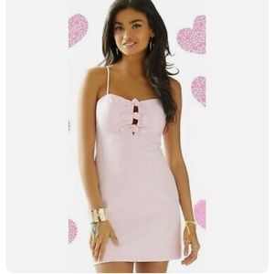 Lilly Pulitzer Pink Seersucker Bow Cutout dress